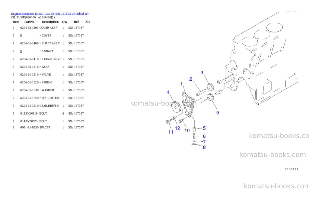 Komatsu 4d95l-1gg-sb s/n 131803-up Parts catalog cover Page 9 Komatsu 4d95l-1gg-sb s/n 131803-up Parts catalog cover Page 9