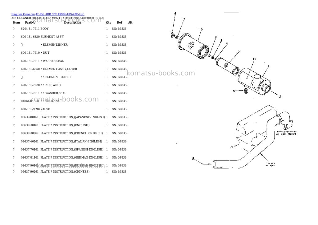 Komatsu 4d95l-1bb s/n 49965-up Parts catalog cover Page 5