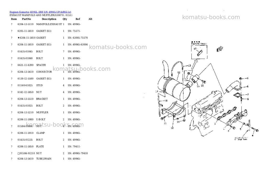 Komatsu 4d95l-1bb s/n 49965-up Parts catalog cover Page 6