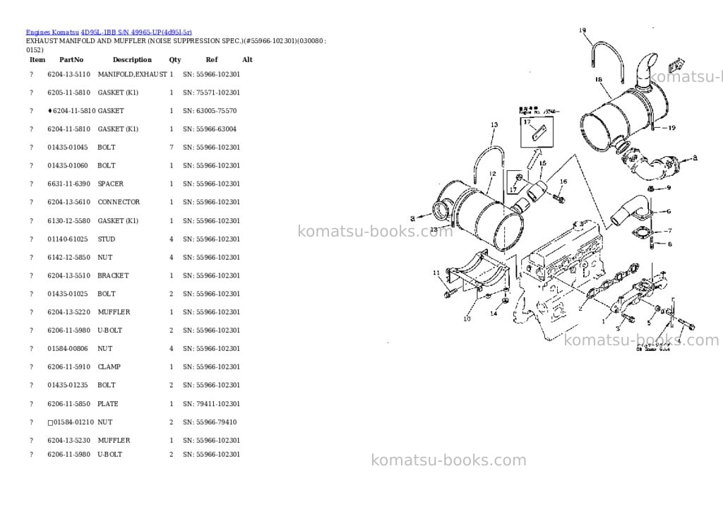 Komatsu 4d95l-1bb s/n 49965-up Parts catalog cover Page 7