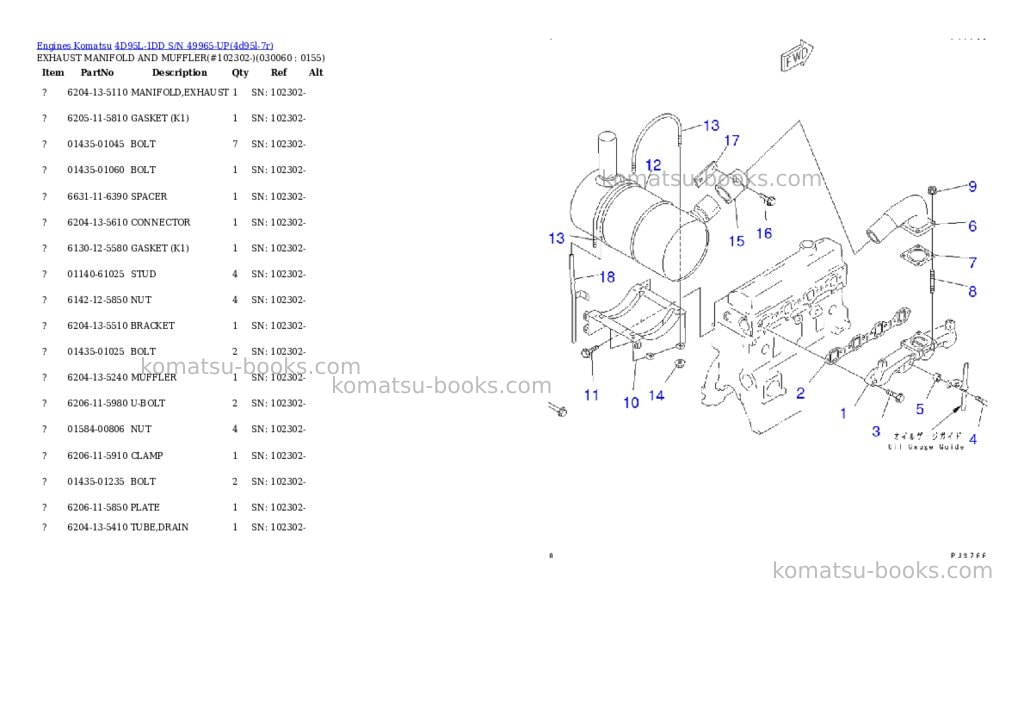 Komatsu 4d95l-1dd s/n 49965-up Parts catalog cover Page 5 Komatsu 4d95l-1dd s/n 49965-up Parts catalog cover Page 5