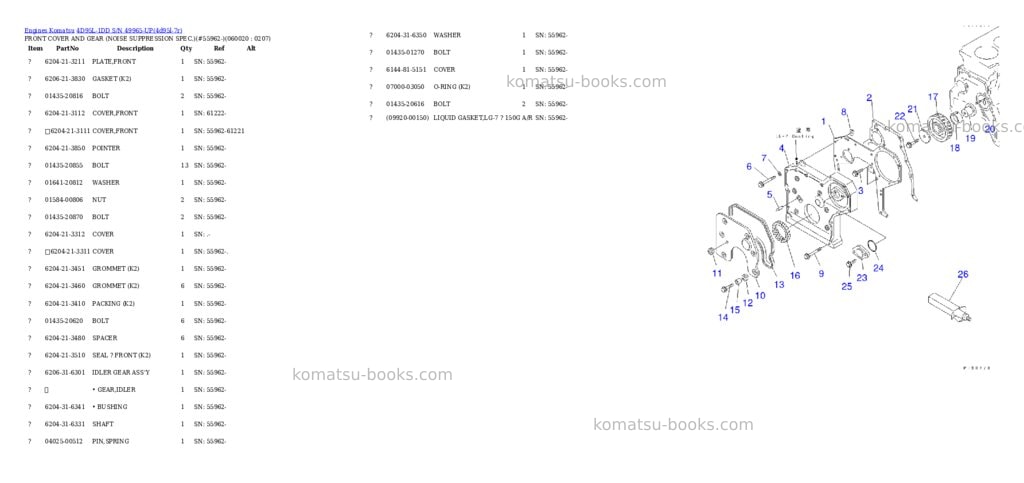 Komatsu 4d95l-1dd s/n 49965-up Parts catalog cover Page 7 Komatsu 4d95l-1dd s/n 49965-up Parts catalog cover Page 7