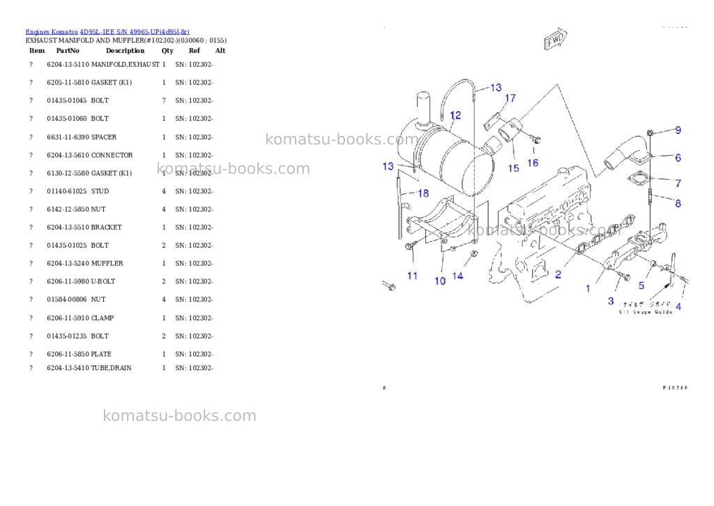 Komatsu 4d95l-1ee s/n 49965-up Parts catalog cover Page 5 Komatsu 4d95l-1ee s/n 49965-up Parts catalog cover Page 5