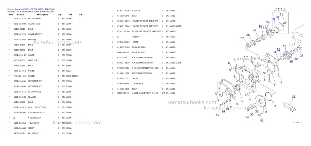Komatsu 4d95l-1ee s/n 49965-up Parts catalog cover Page 7 Komatsu 4d95l-1ee s/n 49965-up Parts catalog cover Page 7