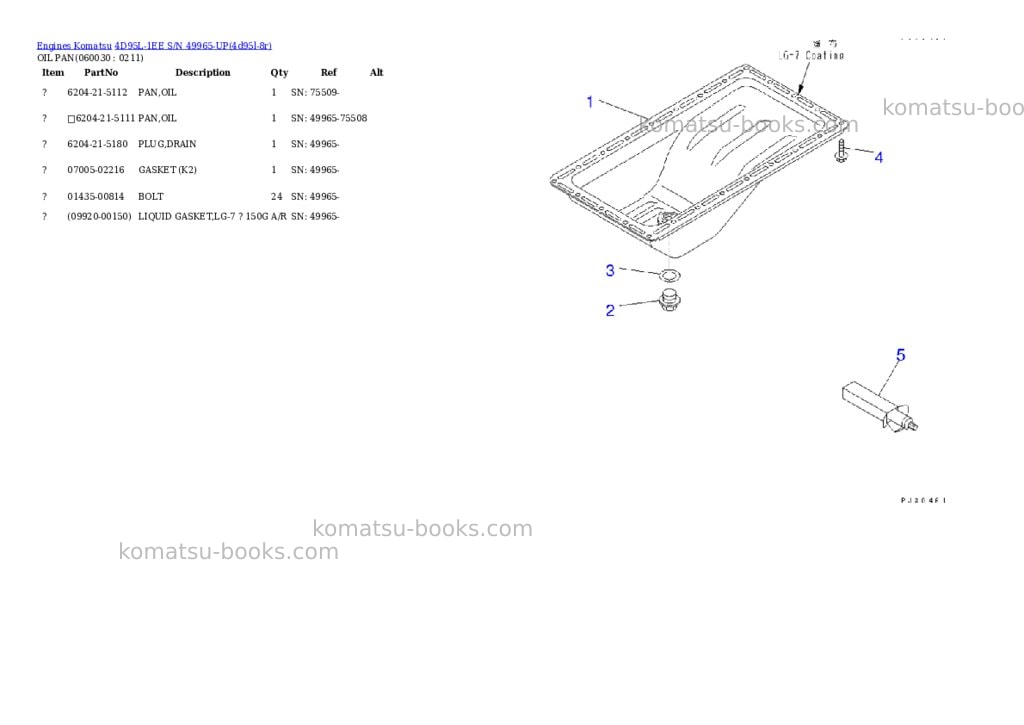 Komatsu 4d95l-1ee s/n 49965-up Parts catalog cover Page 8 Komatsu 4d95l-1ee s/n 49965-up Parts catalog cover Page 8