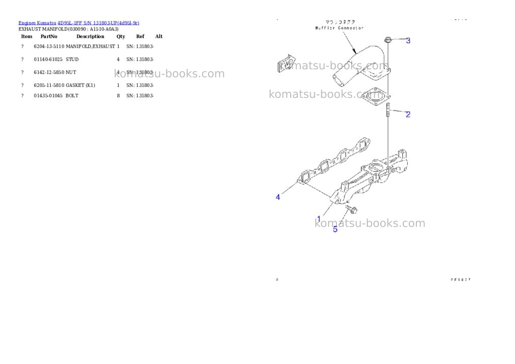 Komatsu 4d95l-1ff s/n 131803-up Parts catalog cover Page 8 Komatsu 4d95l-1ff s/n 131803-up Parts catalog cover Page 8