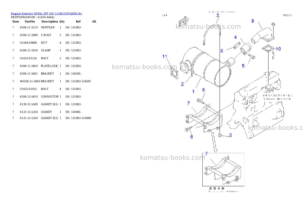 Komatsu 4d95l-1ff s/n 131803-up Parts catalog cover Page 9 Komatsu 4d95l-1ff s/n 131803-up Parts catalog cover Page 9