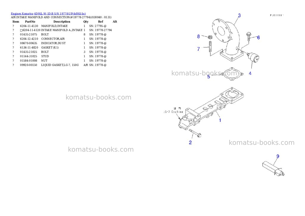 Komatsu 4D95L-W-1D-B S/N 19778-UP Parts catalog cover Page 3 Komatsu 4D95L-W-1D-B S/N 19778-UP Parts catalog cover Page 3