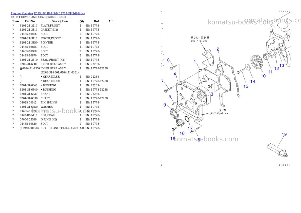 Komatsu 4D95L-W-1D-B S/N 19778-UP Parts catalog cover Page 8 Komatsu 4D95L-W-1D-B S/N 19778-UP Parts catalog cover Page 8