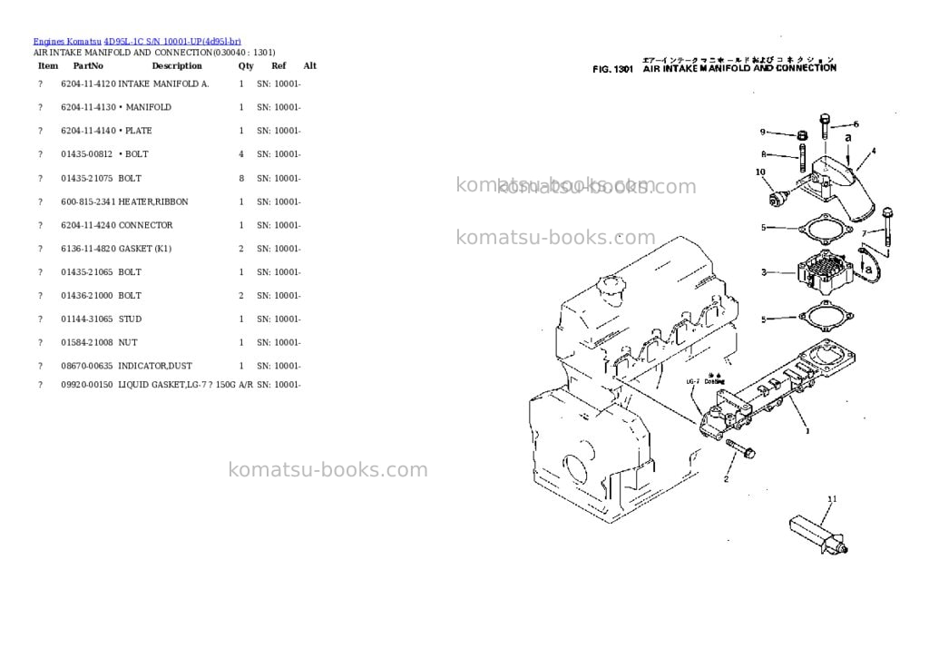 Komatsu 4D95L-1C S/N 10001-UP Parts catalog cover Page 3 Komatsu 4D95L-1C S/N 10001-UP Parts catalog cover Page 3