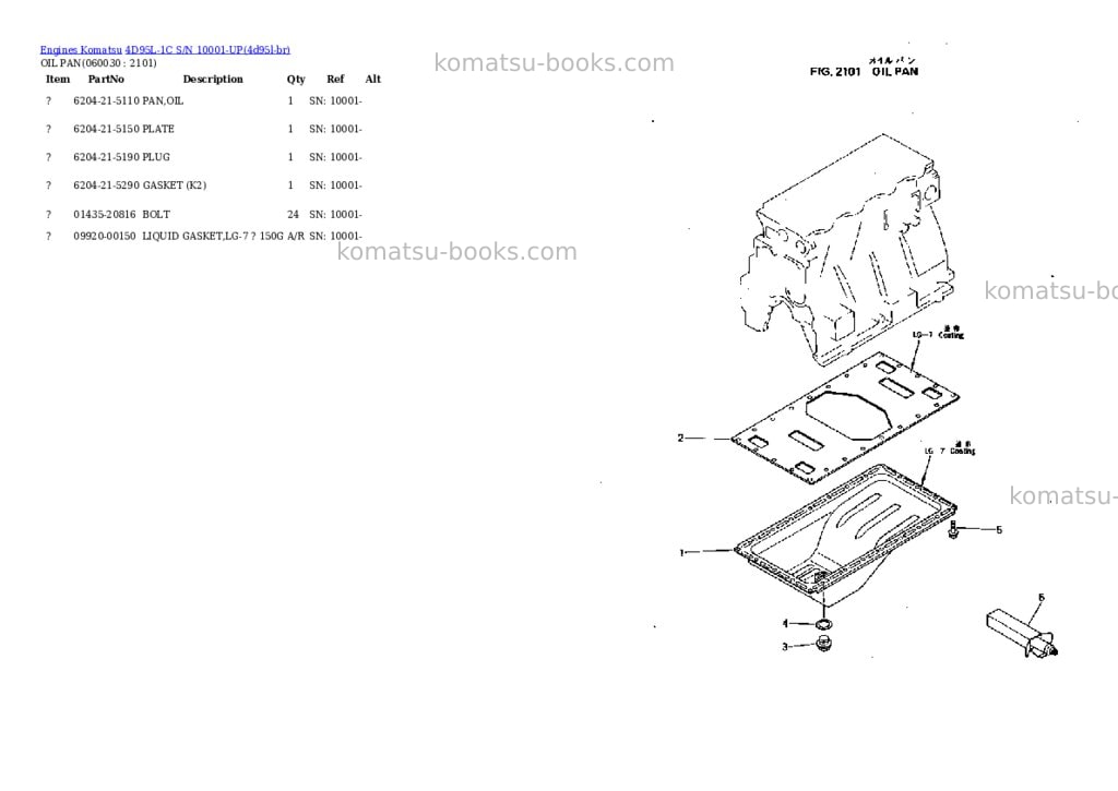 Komatsu 4D95L-1C S/N 10001-UP Parts catalog cover Page 8 Komatsu 4D95L-1C S/N 10001-UP Parts catalog cover Page 8