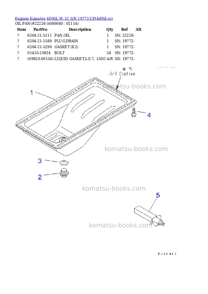 Komatsu 4D95L-W-1C S/N 19772-UP Parts catalog cover Page 10