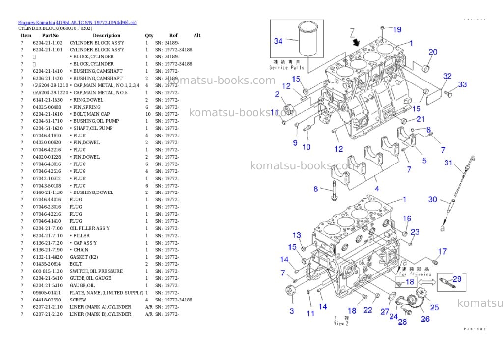 Komatsu 4D95L-W-1C S/N 19772-UP Parts catalog cover Page 7
