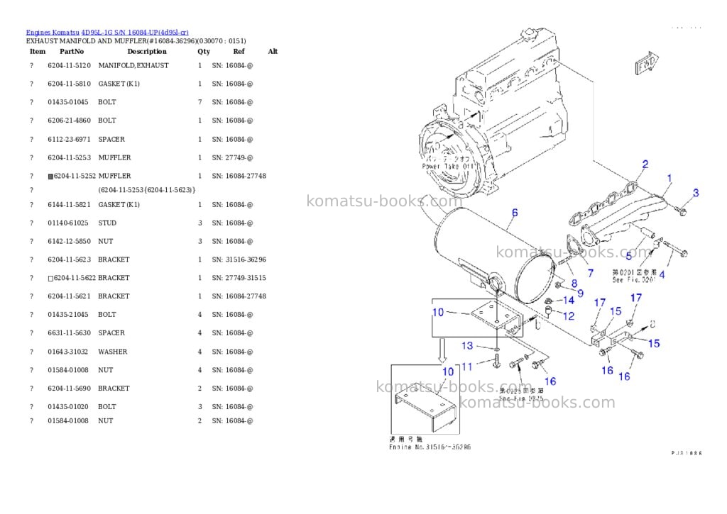 Komatsu 4D95L-1G S/N 16084-UP Parts catalog cover Page 6