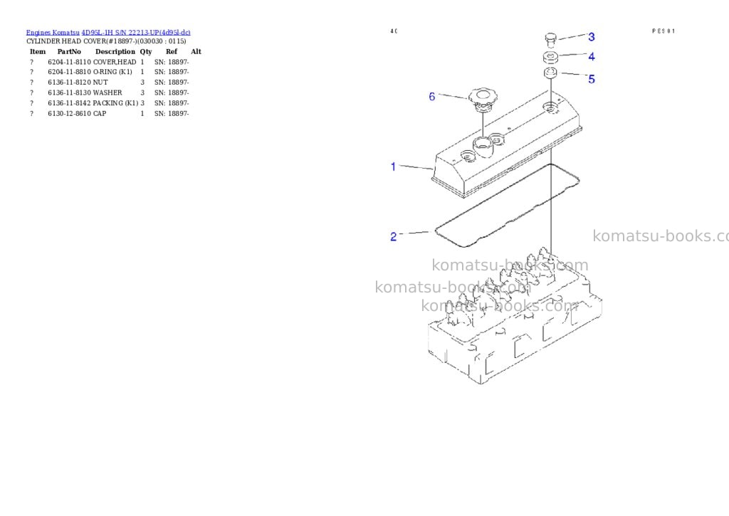 Komatsu 4D95L-1H S/N 22213-UP Parts catalog cover Page 2 Komatsu 4D95L-1H S/N 22213-UP Parts catalog cover Page 2