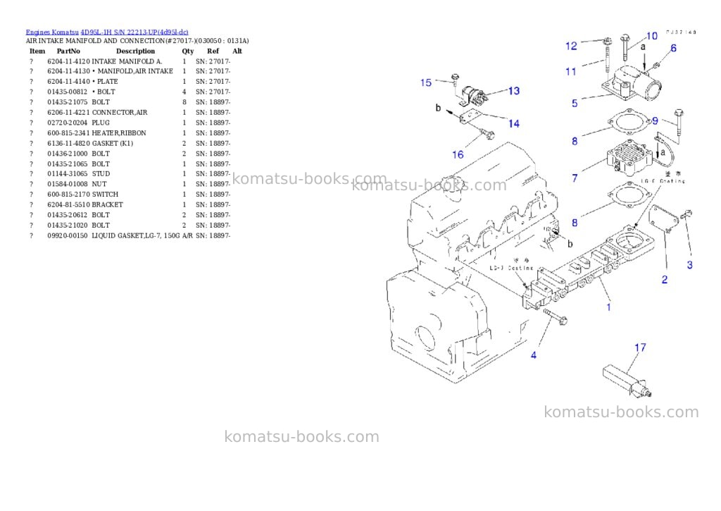 Komatsu 4D95L-1H S/N 22213-UP Parts catalog cover Page 4 Komatsu 4D95L-1H S/N 22213-UP Parts catalog cover Page 4