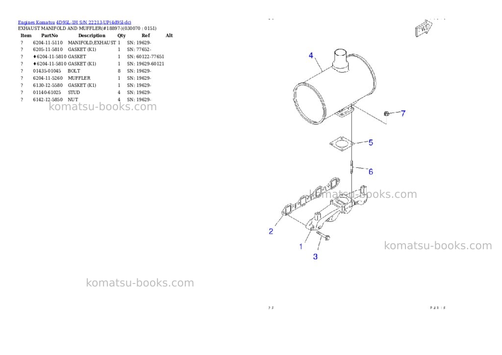 Komatsu 4D95L-1H S/N 22213-UP Parts catalog cover Page 6 Komatsu 4D95L-1H S/N 22213-UP Parts catalog cover Page 6