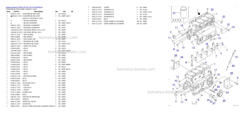 Komatsu 4D95L-1H S/N 22213-UP Parts catalog cover Page 7 Komatsu 4D95L-1H S/N 22213-UP Parts catalog cover Page 7
