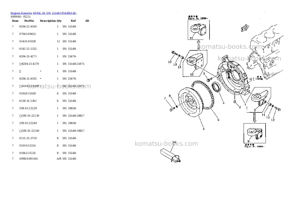 Komatsu 4d95l-1k s/n 15548-up Parts catalog cover Page 10