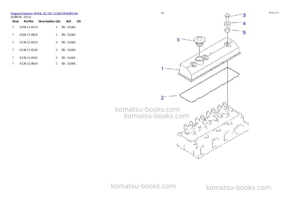 Komatsu 4d95l-1k s/n 15548-up Parts catalog cover Page 2