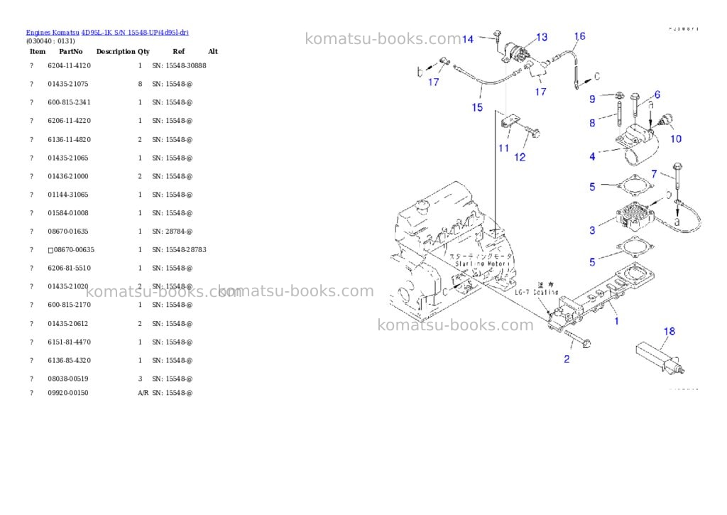 Komatsu 4d95l-1k s/n 15548-up Parts catalog cover Page 3