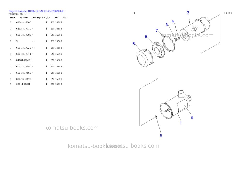 Komatsu 4d95l-1k s/n 15548-up Parts catalog cover Page 5