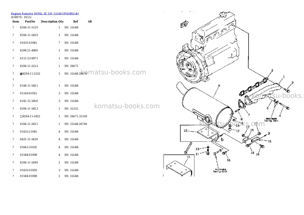 Komatsu 4d95l-1k s/n 15548-up Parts catalog cover Page 6