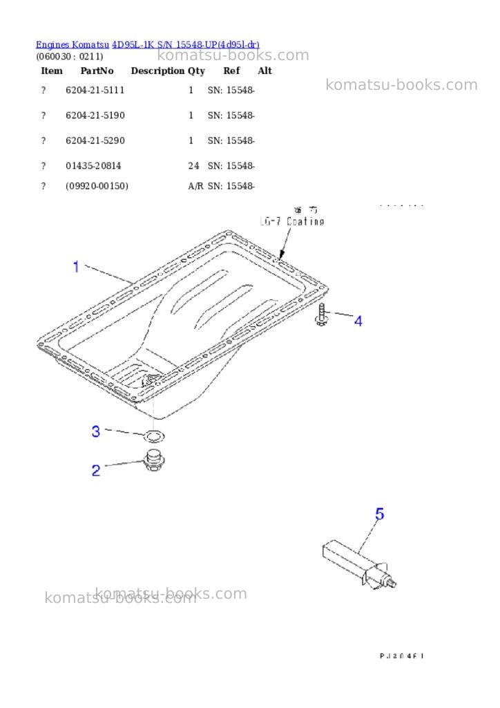 Komatsu 4d95l-1k s/n 15548-up Parts catalog cover Page 9