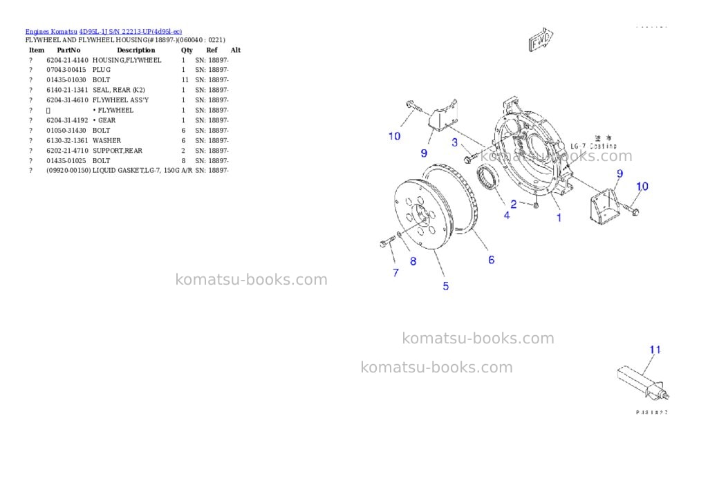 Komatsu 4D95L-1J S/N 22213-UP Parts catalog cover Page 10 Komatsu 4D95L-1J S/N 22213-UP Parts catalog cover Page 10