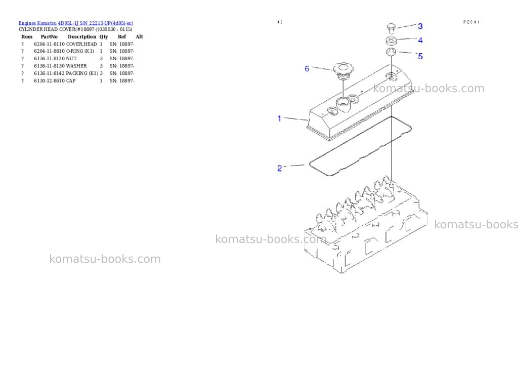 Komatsu 4D95L-1J S/N 22213-UP Parts catalog cover Page 2 Komatsu 4D95L-1J S/N 22213-UP Parts catalog cover Page 2