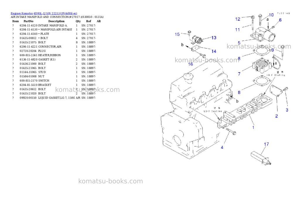 Komatsu 4D95L-1J S/N 22213-UP Parts catalog cover Page 4 Komatsu 4D95L-1J S/N 22213-UP Parts catalog cover Page 4