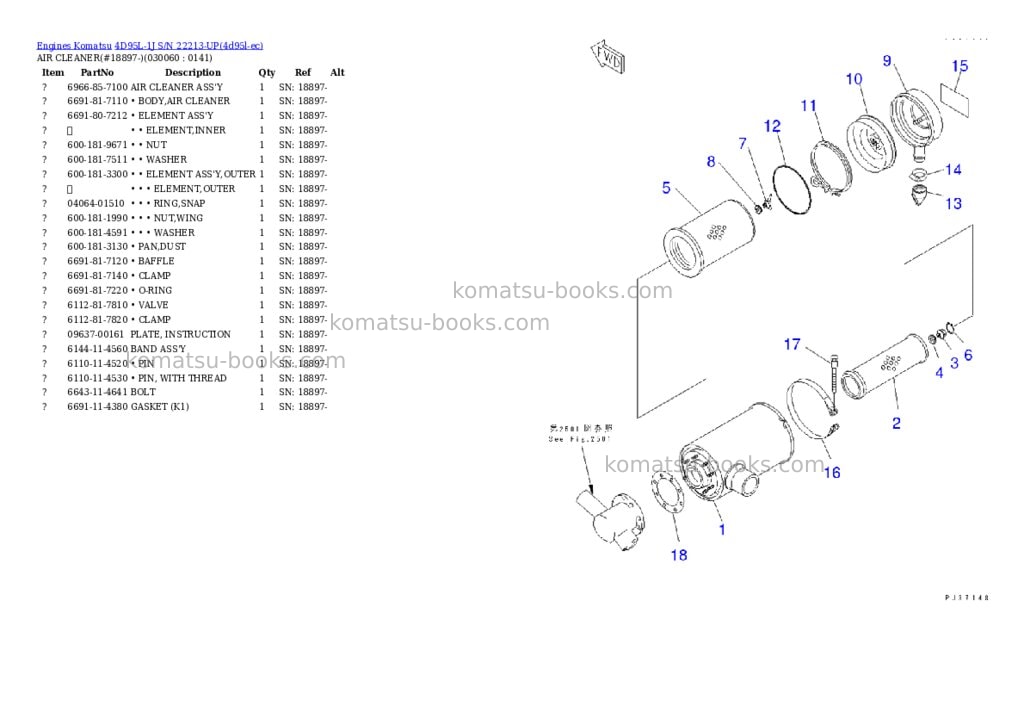 Komatsu 4D95L-1J S/N 22213-UP Parts catalog cover Page 5 Komatsu 4D95L-1J S/N 22213-UP Parts catalog cover Page 5