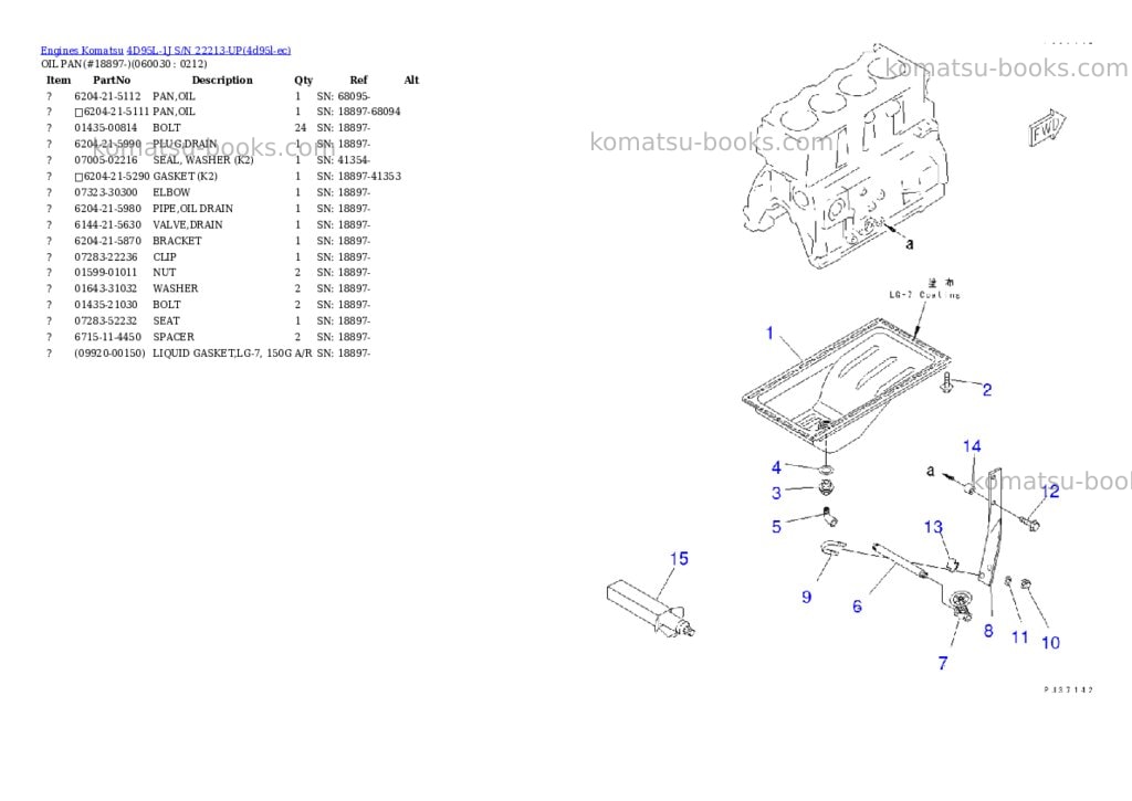 Komatsu 4D95L-1J S/N 22213-UP Parts catalog cover Page 9 Komatsu 4D95L-1J S/N 22213-UP Parts catalog cover Page 9