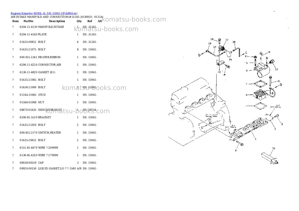 Komatsu 4d95l-1l s/n 15941-up Parts catalog cover Page 4 Komatsu 4d95l-1l s/n 15941-up Parts catalog cover Page 4