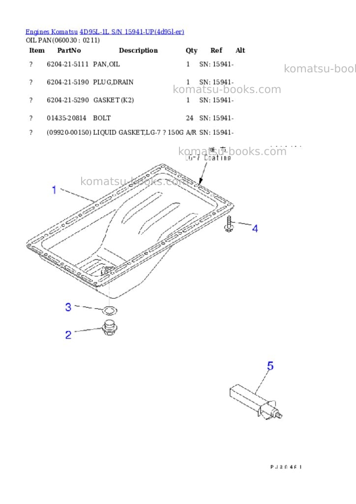 Komatsu 4d95l-1l s/n 15941-up Parts catalog cover Page 9 Komatsu 4d95l-1l s/n 15941-up Parts catalog cover Page 9