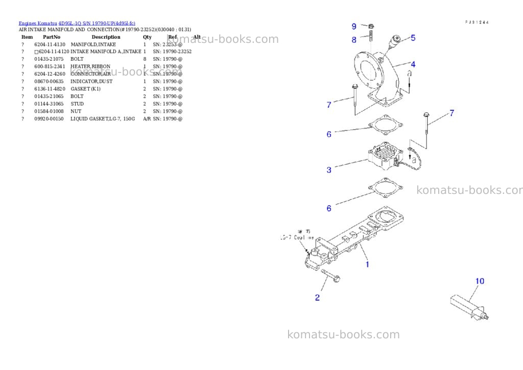 Komatsu 4d95l-1q s/n 19790-up Parts catalog cover Page 3
