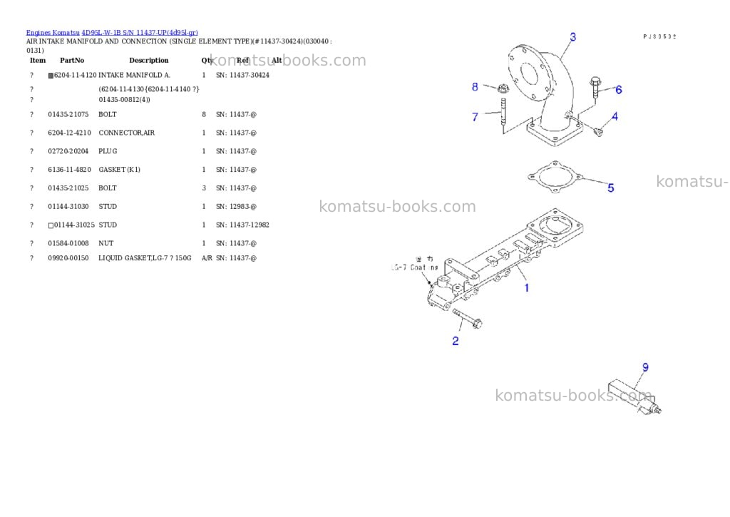 Komatsu 4D95L-W-1B S/N 11437-UP Parts catalog cover Page 3 Komatsu 4D95L-W-1B S/N 11437-UP Parts catalog cover Page 3