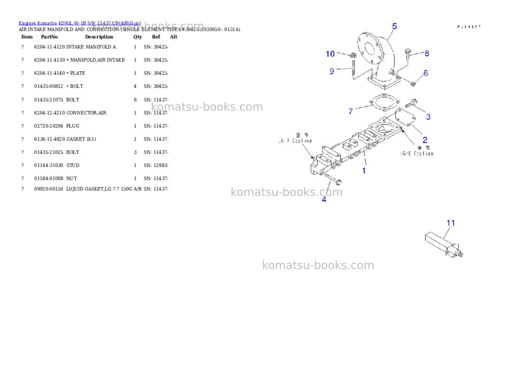 Komatsu 4D95L-W-1B S/N 11437-UP Parts catalog cover Page 4 Komatsu 4D95L-W-1B S/N 11437-UP Parts catalog cover Page 4