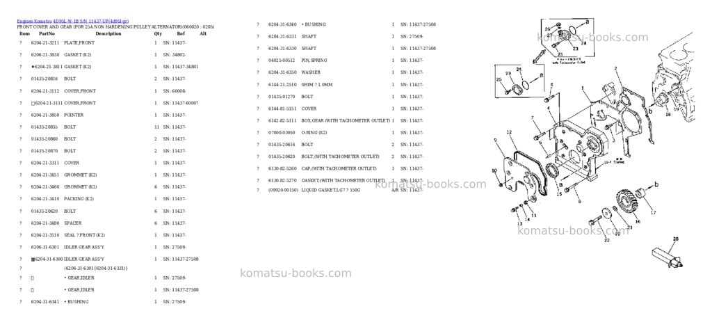 Komatsu 4D95L-W-1B S/N 11437-UP Parts catalog cover Page 8 Komatsu 4D95L-W-1B S/N 11437-UP Parts catalog cover Page 8