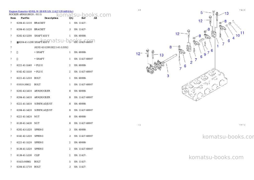 Komatsu 4d95l-w-1b-wr s/n 11437-up Parts catalog cover Komatsu 4d95l-w-1b-wr s/n 11437-up Parts catalog cover