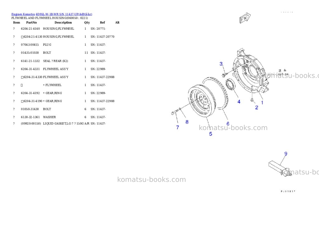 Komatsu 4d95l-w-1b-wr s/n 11437-up Parts catalog cover Page 10 Komatsu 4d95l-w-1b-wr s/n 11437-up Parts catalog cover Page 10
