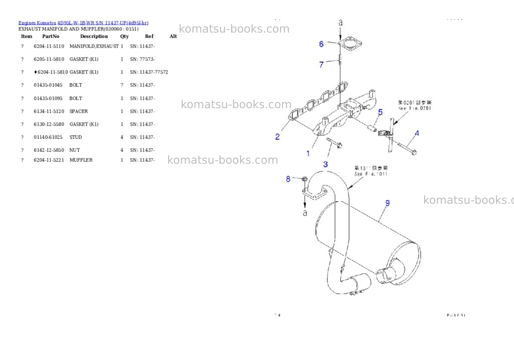 Komatsu 4d95l-w-1b-wr s/n 11437-up Parts catalog cover Page 5 Komatsu 4d95l-w-1b-wr s/n 11437-up Parts catalog cover Page 5