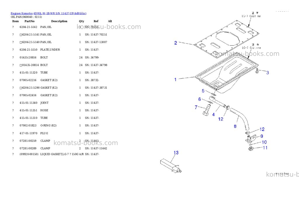 Komatsu 4d95l-w-1b-wr s/n 11437-up Parts catalog cover Page 9 Komatsu 4d95l-w-1b-wr s/n 11437-up Parts catalog cover Page 9