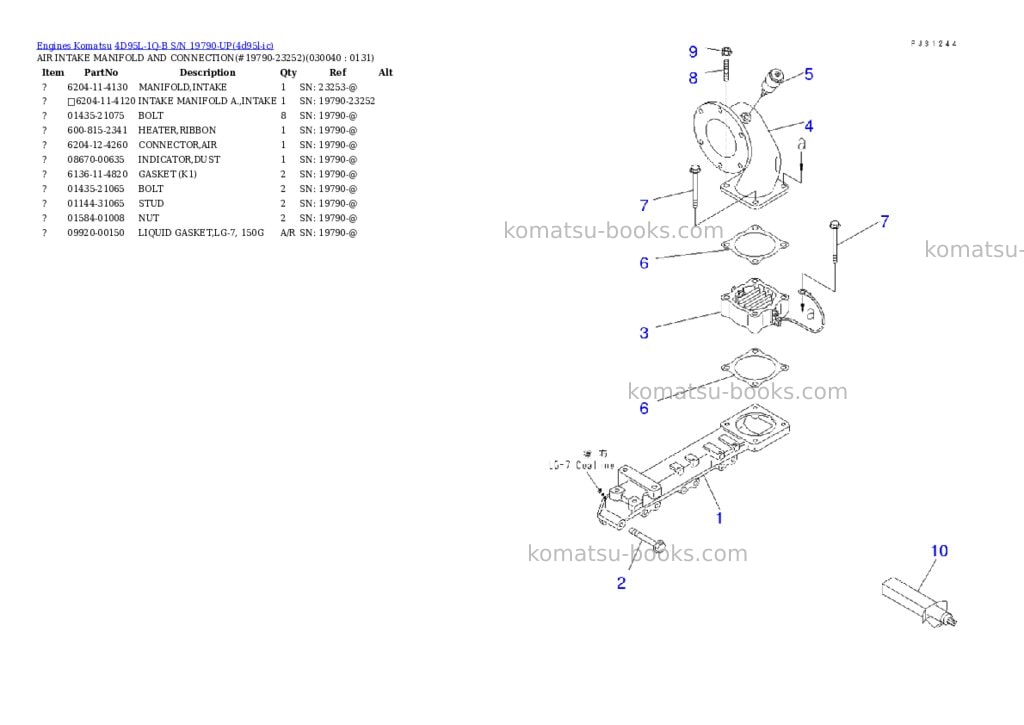 Komatsu 4d95l-1q-b s/n 19790-up Parts catalog cover Page 3 Komatsu 4d95l-1q-b s/n 19790-up Parts catalog cover Page 3