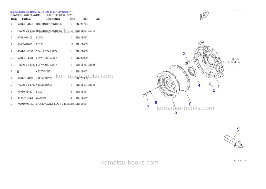 Komatsu 4D95L-W-1E S/N 11437-UP Parts catalog cover Page 10