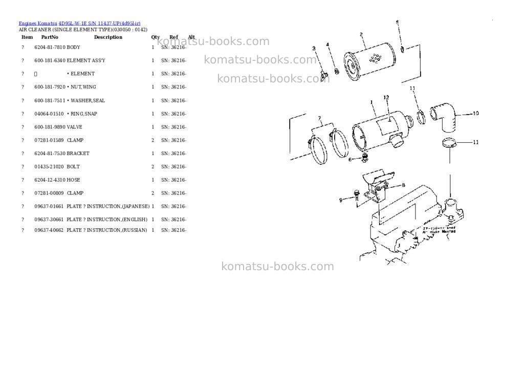 Komatsu 4D95L-W-1E S/N 11437-UP Parts catalog cover Page 4