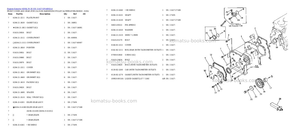 Komatsu 4D95L-W-1E S/N 11437-UP Parts catalog cover Page 7