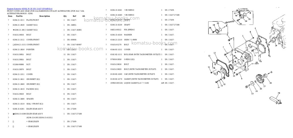 Komatsu 4D95L-W-1E S/N 11437-UP Parts catalog cover Page 8