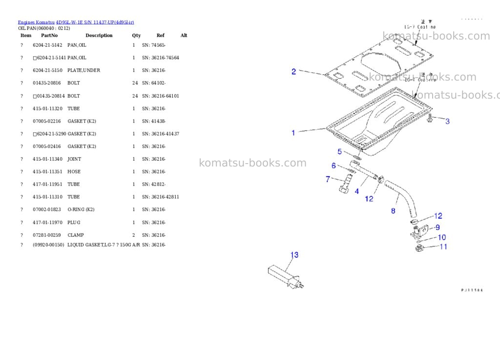Komatsu 4D95L-W-1E S/N 11437-UP Parts catalog cover Page 9