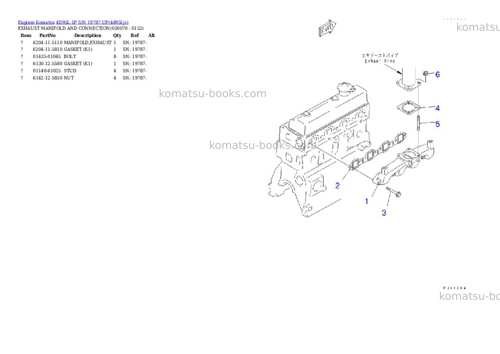 Komatsu 4d95l-1p s/n 19787-up Parts catalog cover Page 6 Komatsu 4d95l-1p s/n 19787-up Parts catalog cover Page 6
